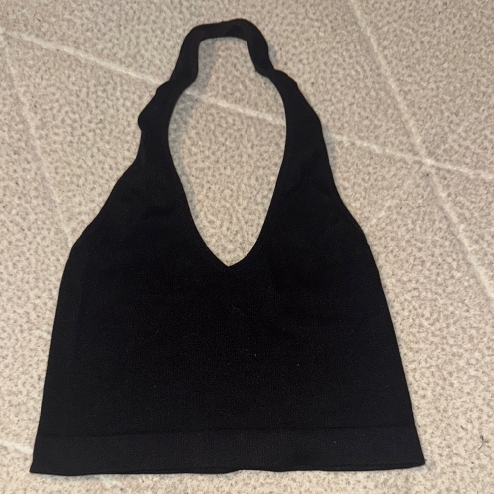Black Halter Neck Women's Top